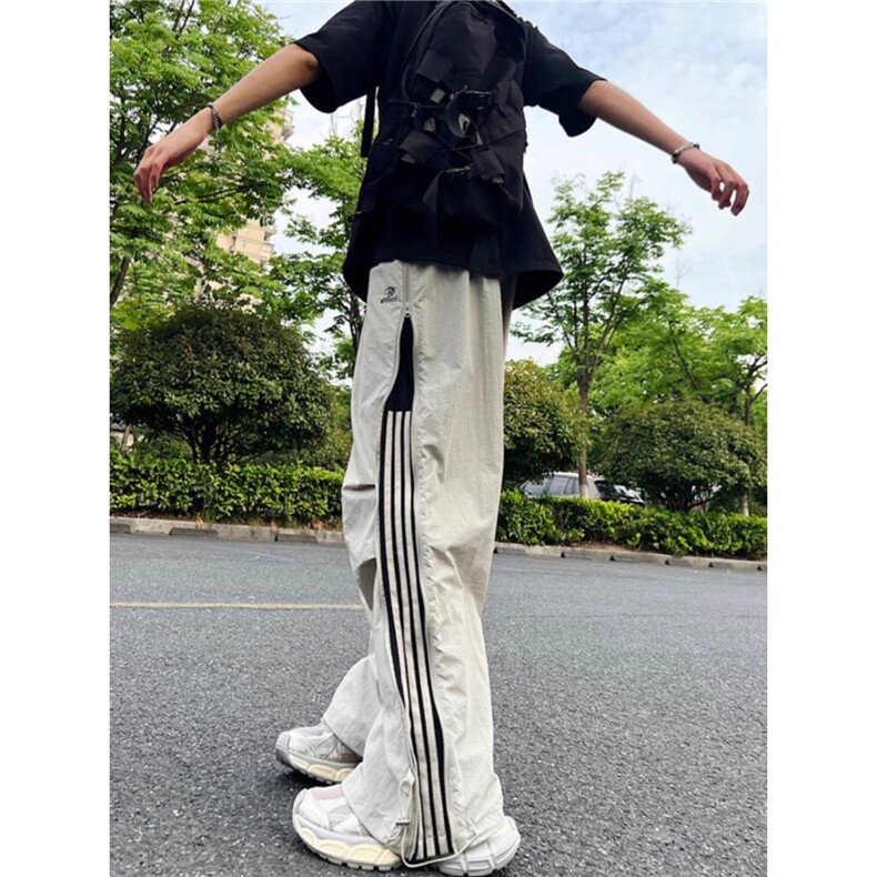 美式休闲伞兵裤子男春夏薄款户外条纹冲锋裤高街潮牌速干运动长裤,女装休闲裤,星座813-2
