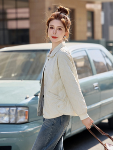 粉色小香风菱格短款外套女2026春秋新款洋气减龄百搭休闲夹克上衣图片