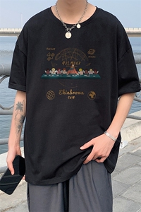 1港风印花休闲情侣日系风潮大码短袖T恤男DT7652P25控38图片