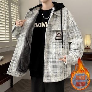 【】2025秋冬港风加绒加厚夹克男可脱卸连帽棉衣YC9658图片