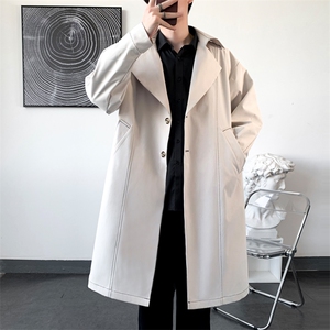 明线装饰长年大货风衣男中长款呢大衣男F105款P105爆景D图片