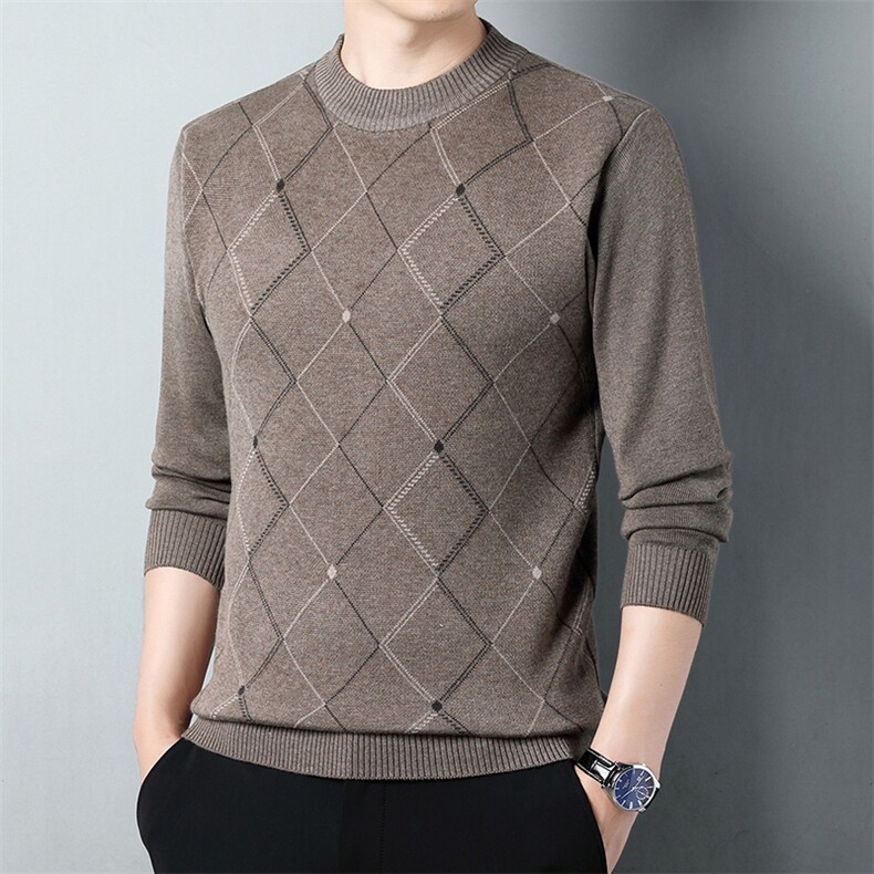 2023秋季新款男士圆领薄款针织衫套头长袖宽松免烫上衣中年毛衣,男装针织衫/毛衣,电商B212（原钱塘6029）