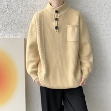8XL-M特大码冬季立领毛衣纽扣高级设计感情侣?袖毛衫MY1208P65，男装针织衫/毛衣，电商D206-1