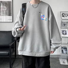 华夫格卫衣圆领卫衣男大码长袖t恤男外套HW76262-P30加绒款-P40，男装卫衣，电商A040