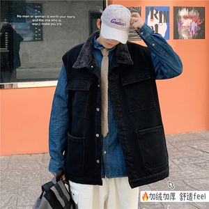 MJ214J-p68-限价98 抖音情侣工装棉马甲男外穿大码羊羔毛cityboy图片