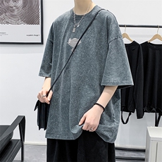 夏季青少年港风潮复古水洗纯棉印花T恤短袖男女1522-P50控价68，男装T恤，电商A441-1