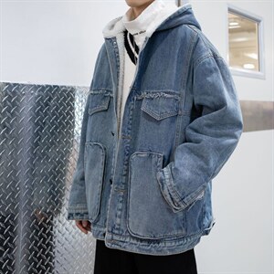 A609P130冬季男士连帽羊羔毛加厚保暖牛仔夹克棉衣外套潮,男装棉衣,星座115A(原星座507）