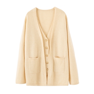 2025年秋季常规宽松型单件长袖开衫，女装针织衫/毛衣，美够羊绒