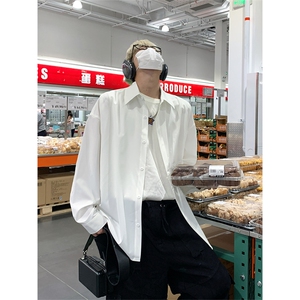 纯色休闲港风简约百搭舒适宽松韩版长袖衬衫男C2259-特价P30图片
