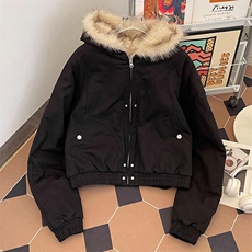 现货高品质美式高街冬季重磅硬挺短款座山雕毛领棉衣男女加厚外套，男装棉衣，电商A486