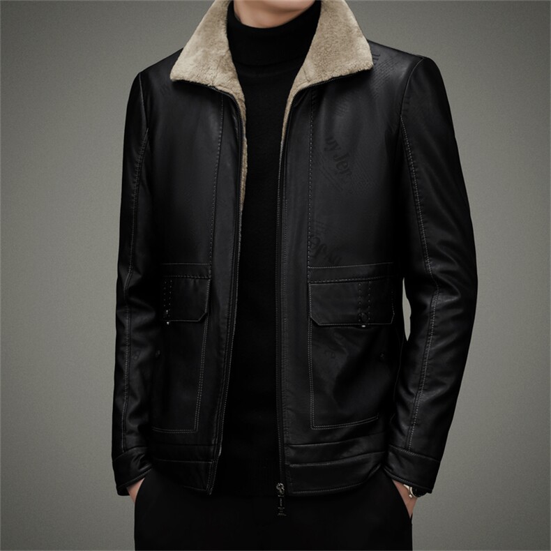 AW2203钱塘2020-3秋冬季厚款新款中年男士商务休闲皮衣夹克P205,男装皮衣,钱塘207-3