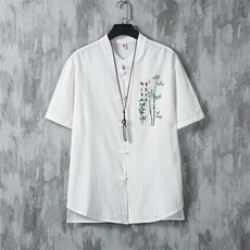 男士衬衫短袖衬衣半袖印花立领唐装风XZ1512-2408-P30，男装衬衫，星座1512