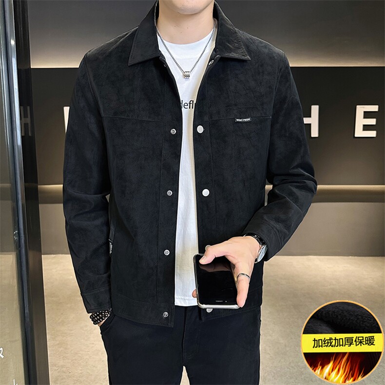 加绒加厚麂皮夹克外套男秋季2025新款高端压花A313-1810-1-P145,男装夹克,电商A313