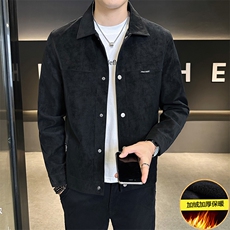 加绒加厚麂皮夹克外套男秋季2025新款高端压花A313-1810-1-P145，男装夹克，电商A313