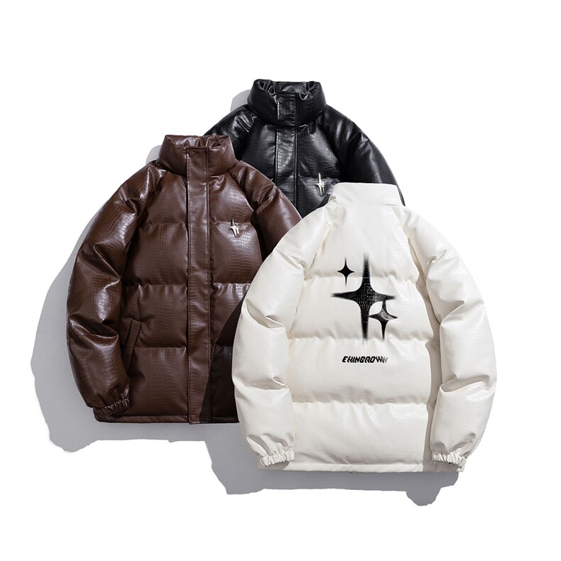 白底鳄鱼纹可拆卸双四角芒星胸针设计休闲棉衣男MY77734P128控168，男装棉衣，星座227-7