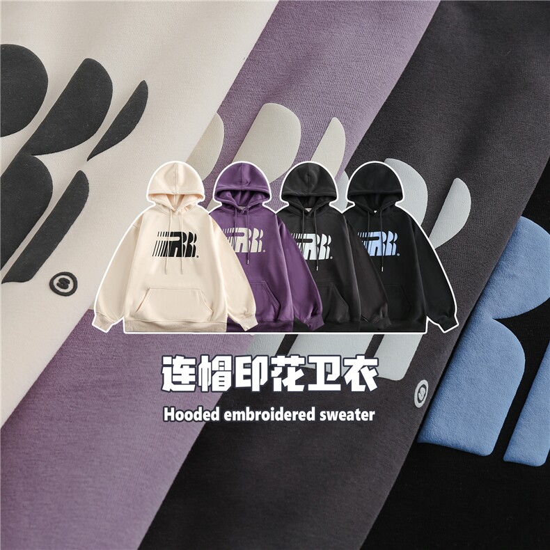 2025冬款加绒连帽发泡印卫衣380g--5260模特图控价108,男装卫衣,电商S012（CATTEE）