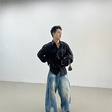 小众设计衬衫褶皱轻熟长袖雅痞风高级感衬衣禁欲系潮牌潮流春秋，男装衬衫，星座218-1（原230）