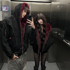 网图美潮红毛PU皮面座山雕棉服外套W1912/特P140，男装棉衣，电商B350