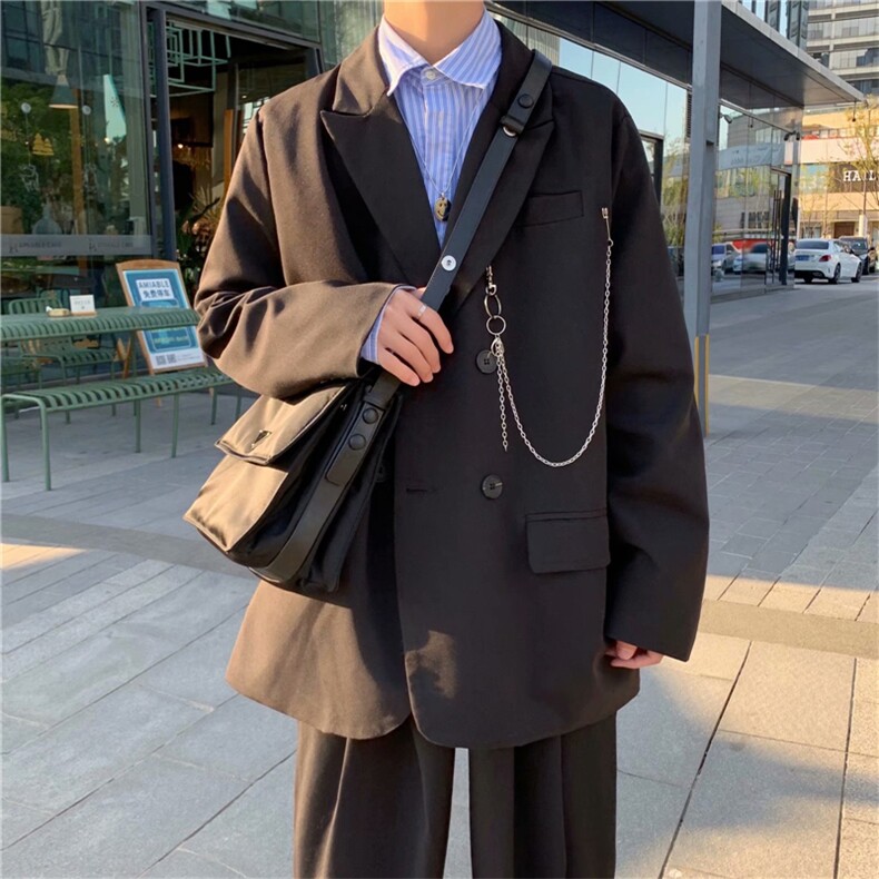 西服男夏季小众设计感春秋季ins港风宽松小西装外套 W1096-P48图片