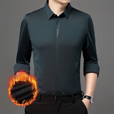 衬衫男长袖商务季厚款加绒衬衣男士内搭中年寸衫XX21411-1-P110，男装衬衫，电商B212（原钱塘6029）