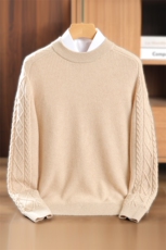 男士羊绒套衫羊绒纯色简约商务休闲风男装，男装羊绒套衫，美创羊绒