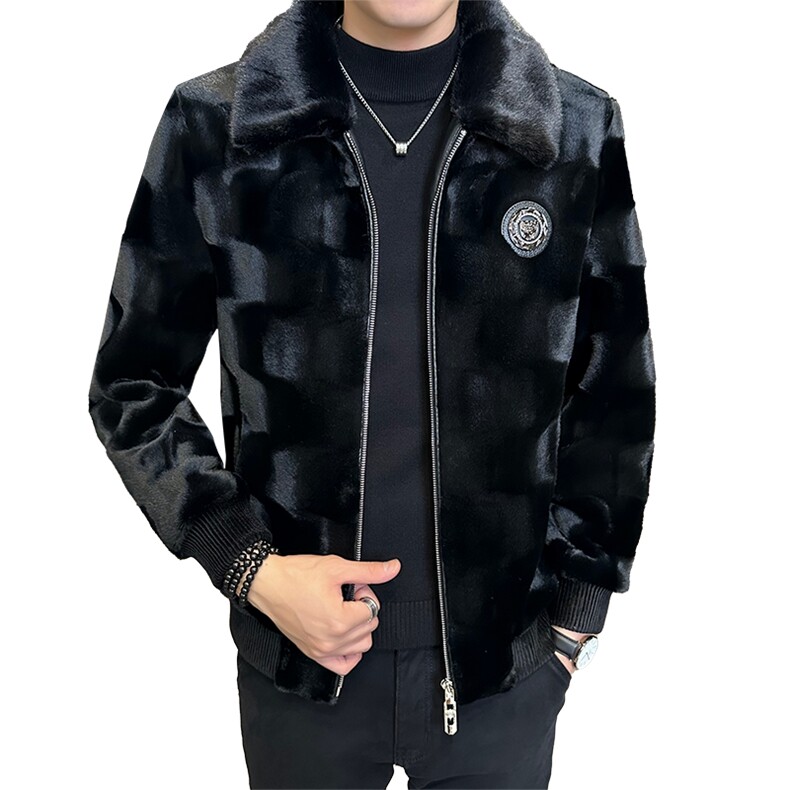 主推秋男士商务休闲纯色夹克金貂绒外套中年时尚上衣ZX8906-P225,男装夹克,星座1105-3