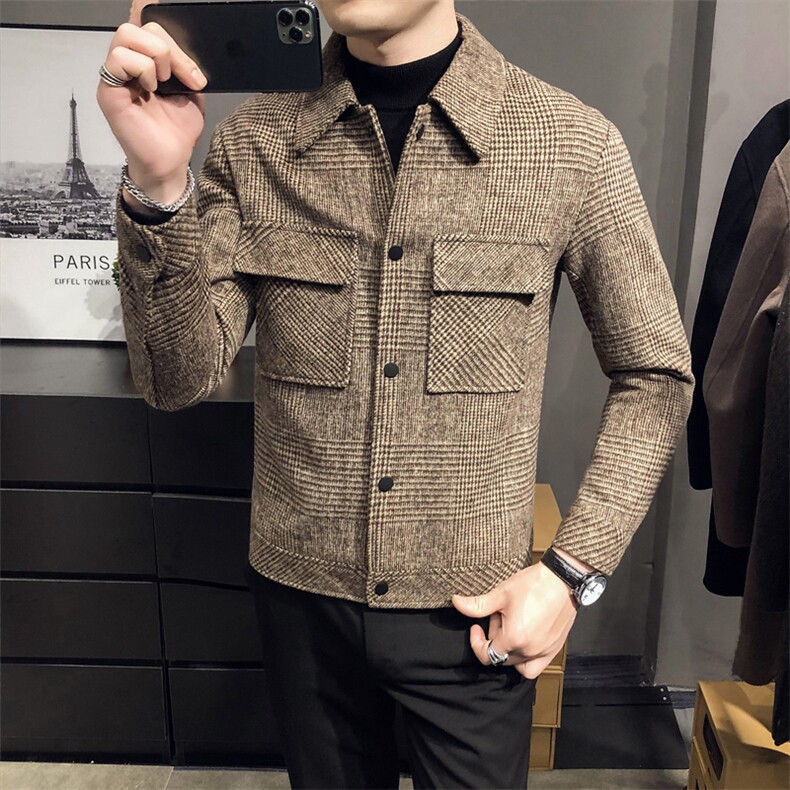 店主风轻熟小伙毛呢夹克休闲宽松修身外套男A236-JK-6015-特P100,男装夹克,电商A236