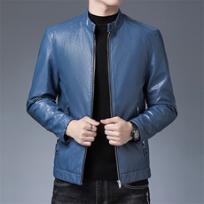 21冬季新款皮衣羽绒服休闲宽松翻领外套男士90%白鸭绒ZG3317-P195，男装羽绒服，电商B212（原钱塘6029）