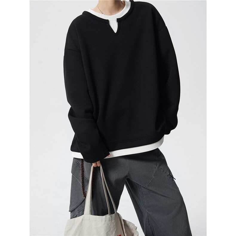 WY2557-特P30控5895聚酯纤维5氨纶春秋假两件宽松圆领卫衣外套男，女装短外套，电商B370