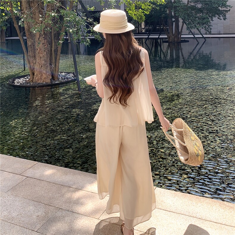 超仙时尚阔腿裤套装女2026夏季新款洋气减龄显瘦绝美巨好看三件套,女装套装/套裙,衣秀之家