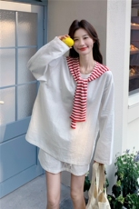 薄麻料防晒上衣+披肩+裙裤三件套R2C086-2567P130K198，女装套装/套裙，2C086