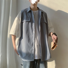 衬衫男生短袖夏季韩版潮流衣服设计感高级感帅气衬衣炸街~C1002，男装衬衫，星座601-2