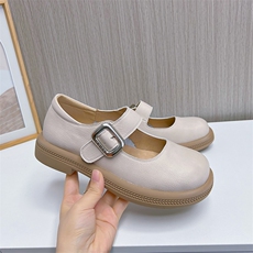 真皮玛丽珍鞋2024年春夏新款休闲时尚小皮鞋粗跟浅口小香风单鞋女，女鞋小皮鞋，电商A223