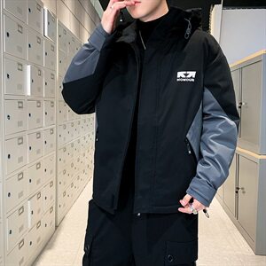 羽绒服男短款宽松工装外套男机能口袋冬季连帽潮 A436-2166图片