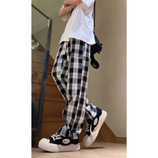 港风格子休闲裤百搭显高显瘦方格阔腿裤宽松版型K613P-45，男装休闲裤，电商A128
