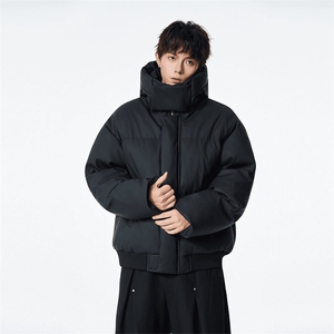 现货5W件冬季三防重磅boxy短款羽绒连帽PU皮棉衣外套防风加厚棉服图片