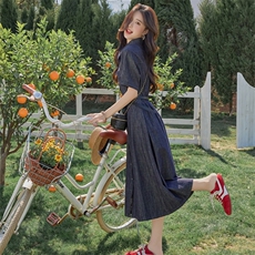 BAO款主推商场同款2025夏季新蓝色宽松显瘦牛仔衬衫显高连衣裙女，女装连衣裙，跑量工厂店
