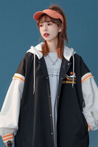 中性风 2023秋季新款港风拼接设计感连帽夹克外套 G105 p75控98图片