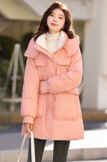 2023冬装新款时尚百搭气质中长款休闲减龄小个子羽绒服白鸭绒连帽，女装羽绒服，尚洛菲