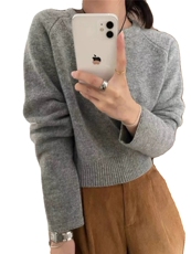 圆领毛衣女慵懒风气质百搭款休闲显瘦针织衫，女装羊毛衫，思途羊绒