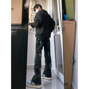 B221美式ins高街小众情侣款喷墨微喇牛仔裤LK22080-P60控78