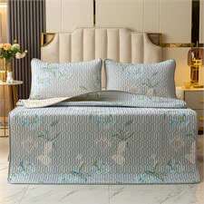 2024新款凉感丝乳胶凉席恋花菲-蓝，夏凉用品空调软席，昊翔家纺