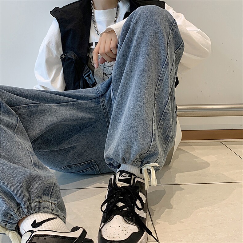 美式高街vibe风复古牛仔裤男春秋新款ins潮直筒宽松长裤N0873-P45,男装牛仔裤,星座308B-1