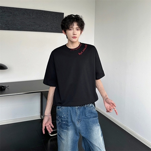美式潮牌短袖t恤男款夏季情侣装设计感上衣T0588-P40图片