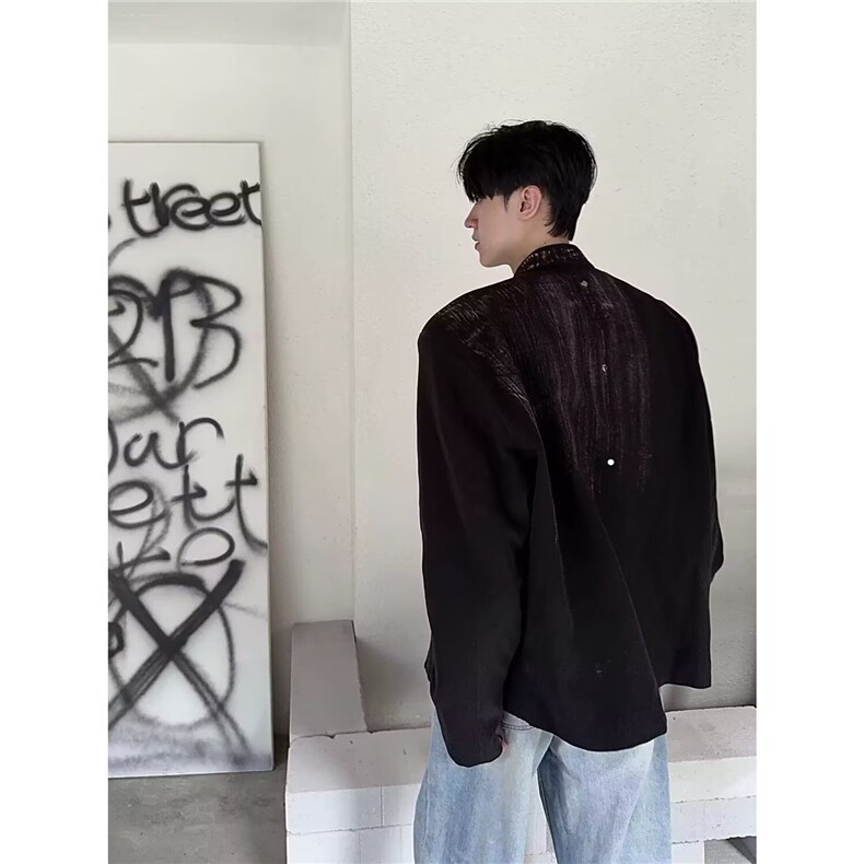 风秋款男西服外套扎染铆钉单排新中式西装外套JK210P75,男装西服套装,星座1013-1