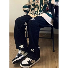 阔腿星星牛仔裤女秋冬新款宽松显瘦梨形身材直筒裤子N8315，男装牛仔裤，星座1116A（原606A-3）