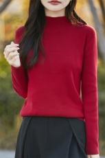 半高领针织打底衫女2024秋装新款气质内搭气质套头上衣，女装针织衫/毛衣，彩羽羊绒