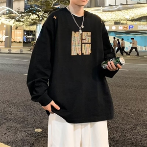 重磅卫衣男春秋季新款美式复古设计感休闲潮牌加绒长袖上衣6132图片