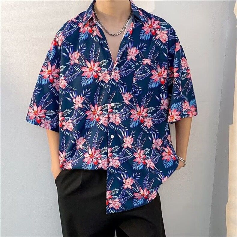 夏威夷风短袖花衬衫男海南岛休闲沙滩服T5103-P26,男装衬衫,星座1109-3