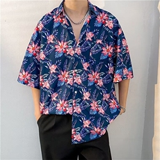夏威夷风短袖花衬衫男海南岛休闲沙滩服T5103-P26，男装衬衫，星座1109-3